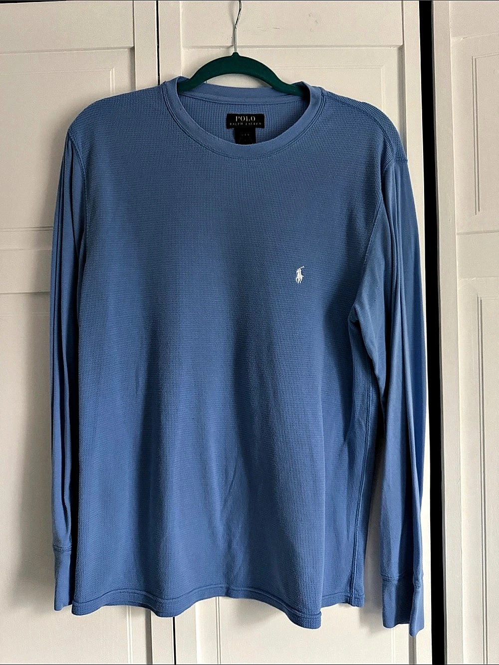 Polo Ralph Lauren Waffle-Knit Thermal Long-Sleeve Crewneck Blue Large